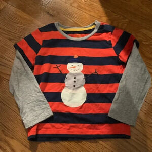 Baby Boden Long Sleeve Tee Shirt with Snowman Size 3-4 Years
